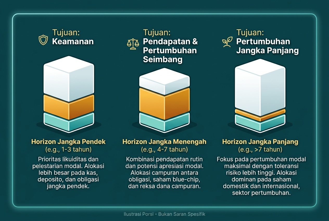 Pembagian porsi sederhana yang menggambarkan dasar alokasi aset