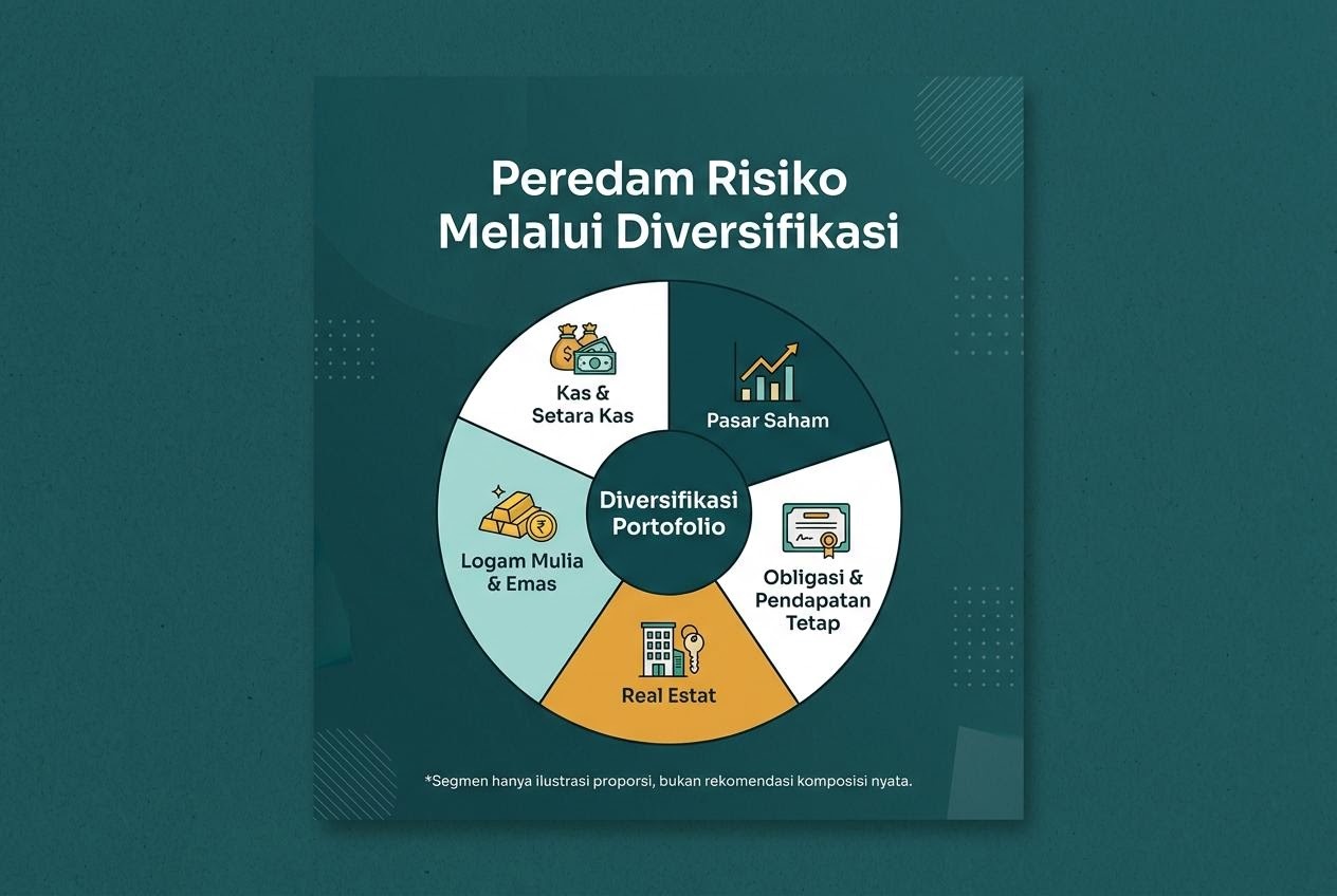 Beragam wadah penyimpanan yang menggambarkan diversifikasi sebagai peredam risiko